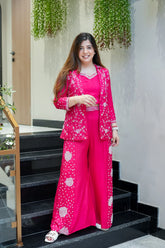 Aashi Embroidered Dola Silk Three Piece Set